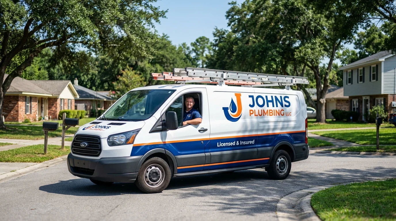 Johns Plumbing LLC service van in Blairsville, PA