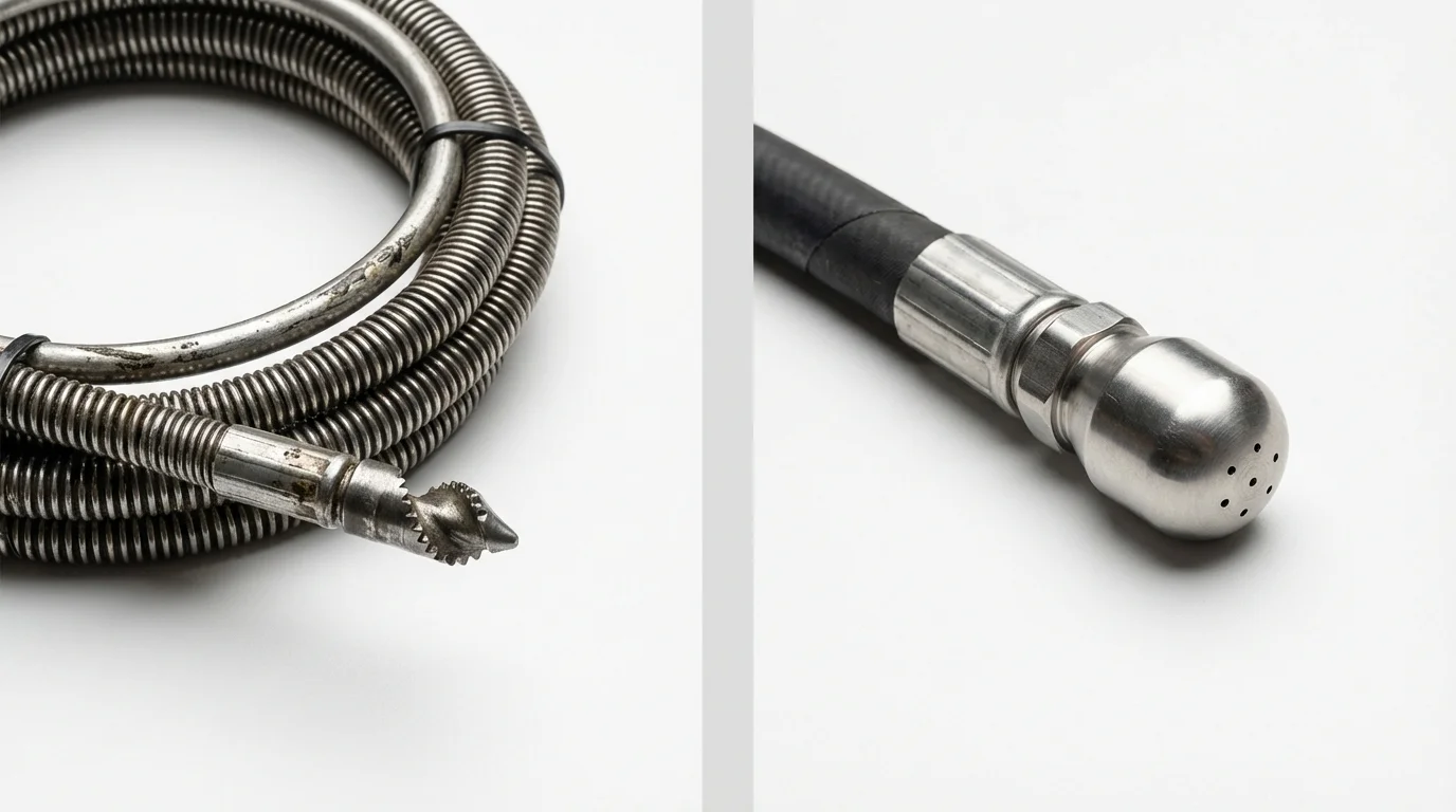 Drain snake cable and hydro jetting nozzle used for drain cleaning in Blairsville, PA