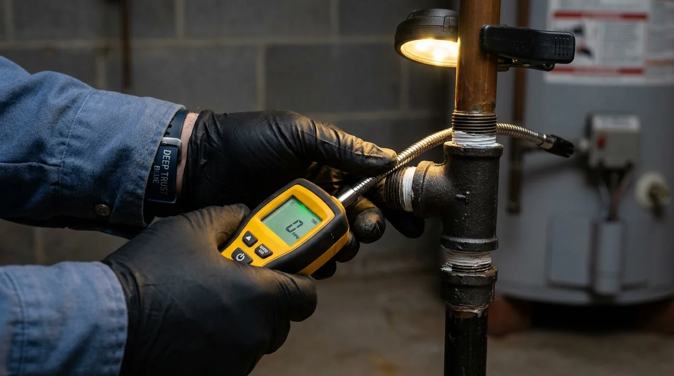 Gas leak detection with electronic sniffer by Johns Plumbing LLC in Blairsville
